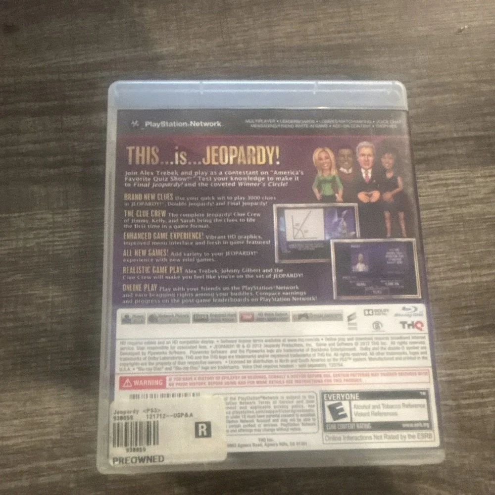 THQ Jeopardy! Sony PlayStation 3 PS3 Game Manual Included E 2010 NTSC-U/C
